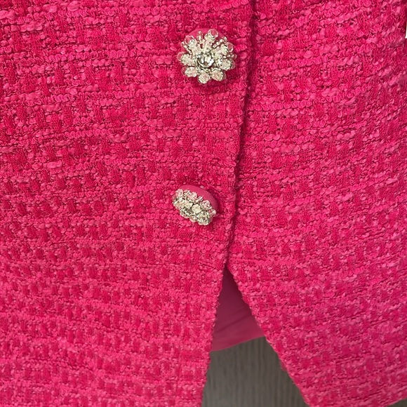 Self-Portrait Pink Round Neck Boucle Tweed Mini Dress with crystals 💖 - Picture 10 of 17